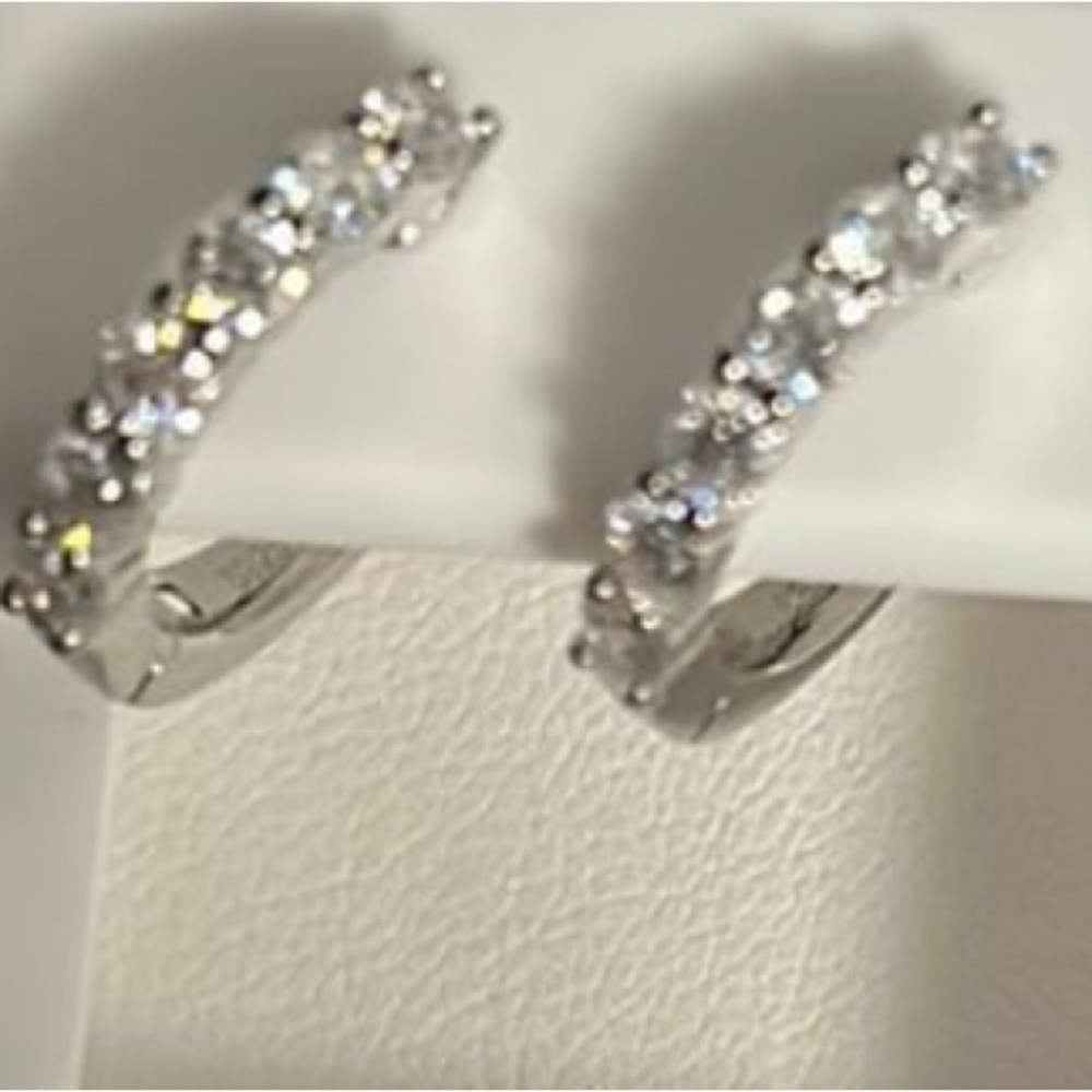 Elegant Silver Crystal Hoop Earrings